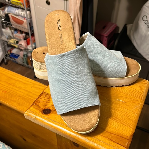 Toms Shoes - TOMS Diana Mule Pastel Blue Washed Denim